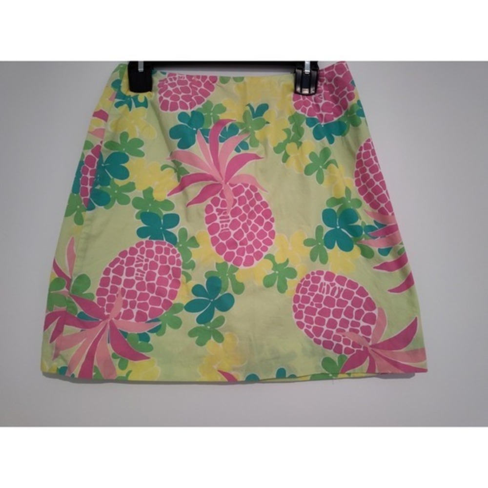Lilly Pulitzer A-Line Skirt Size 8 Pineapple Floral Print Yellow Pink Green Blue